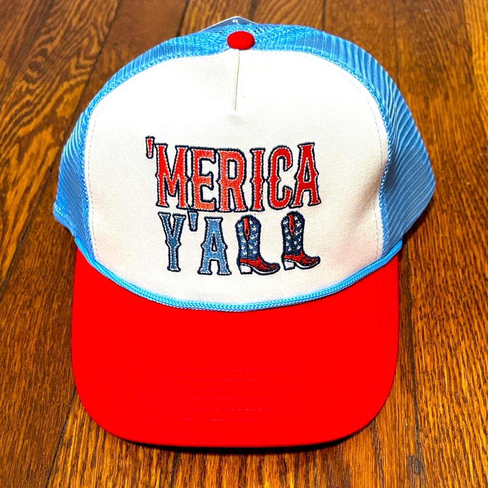 'Merica Y'All Patriotic Trucker Hat - Red, White & Blue 🇺🇸Free Shipping🇺🇸